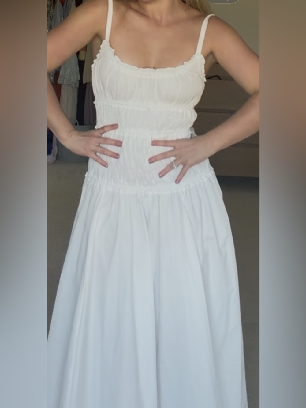 DISSH White Smocked Maxi Dress with Spaghetti Straps - Picture 2 of 3